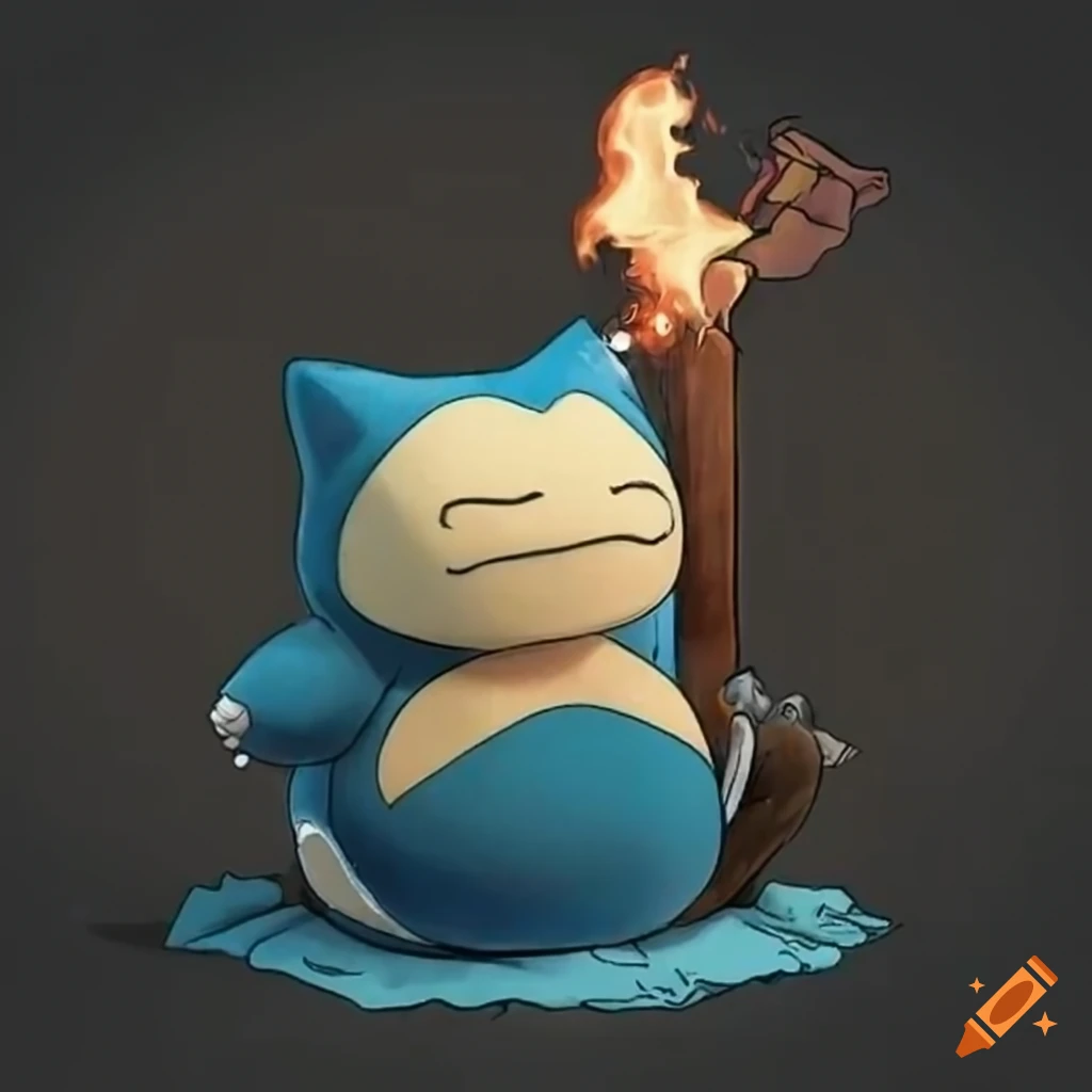 Snorlax smoking a joint