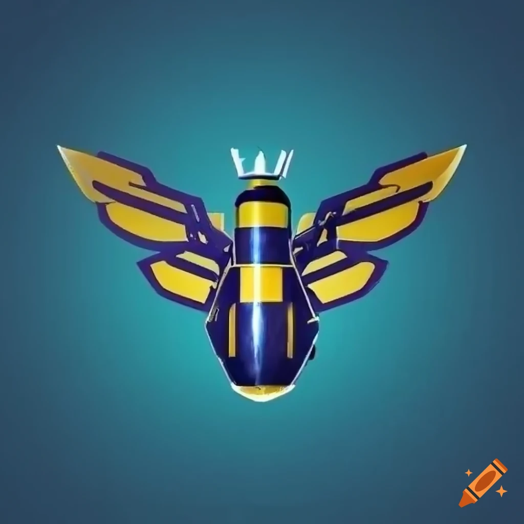 logo of a robot bumblebee with knife blade wings