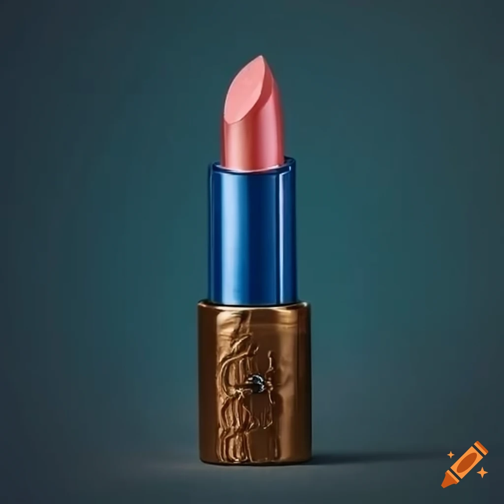 Gold bullet lipstick with blue accents on Craiyon