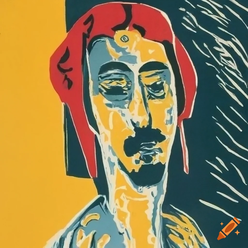 lino print inspired by Matisse and Jan Voss depicting scenes from the four gospels