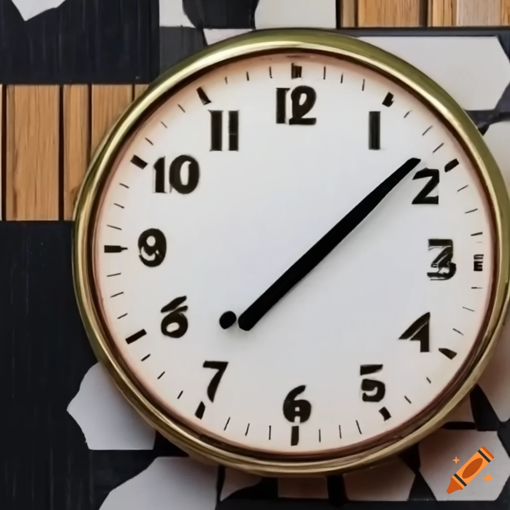 Clock showing 730 with hour hand pointing to the bottom left on Craiyon