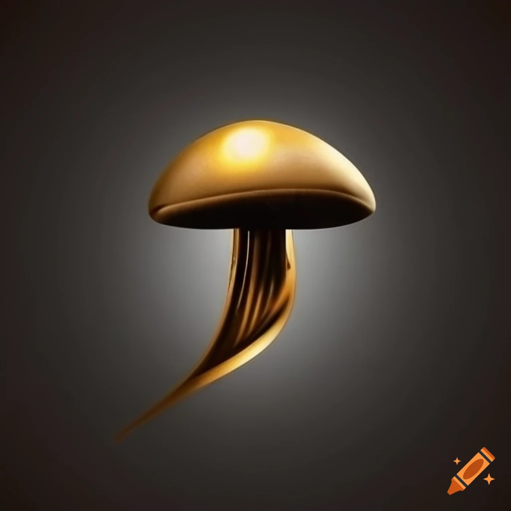 luxurious and elegant logo with a black and golden mushroom in a golden lightning bolt circle
