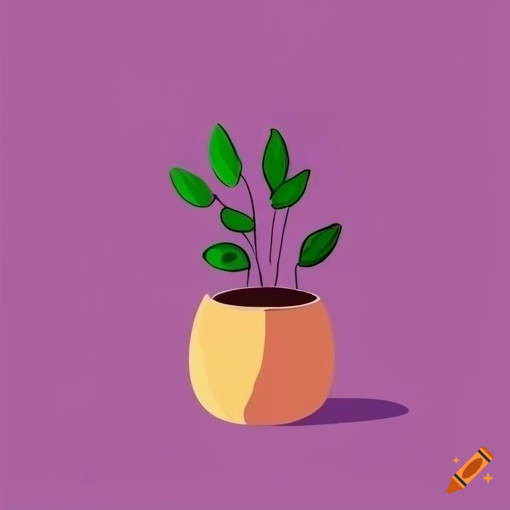 minimalistic drawing of a herb pot