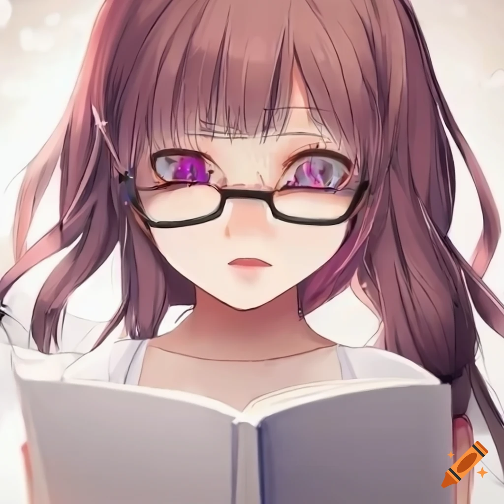 Anime Kawaii With Glasses Is Reading A Book In The Library Background,  Kawaii Anime, Anime Girl, Read Book Background Image And Wallpaper for Free  Download