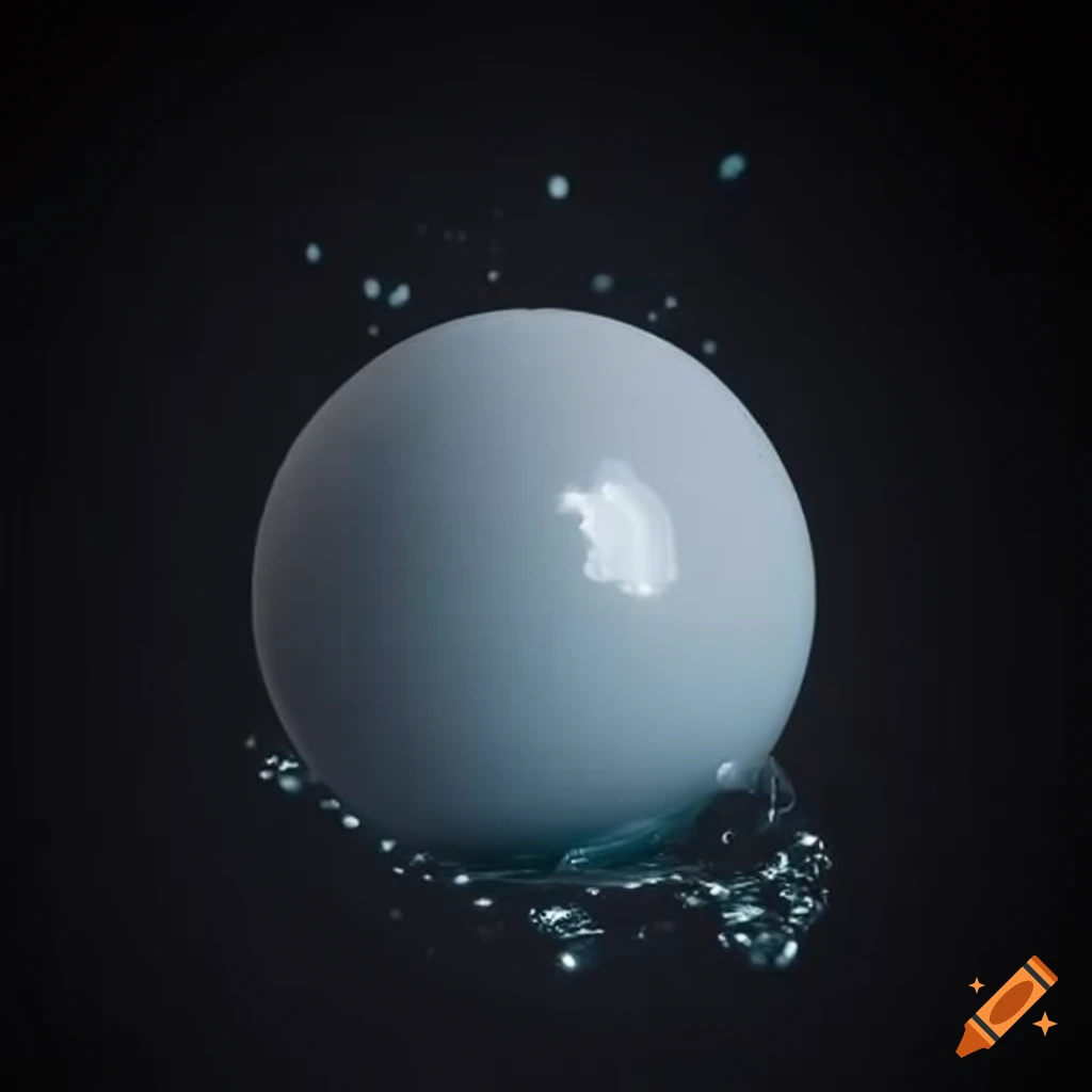 surreal floating ball with swirling liquid inside