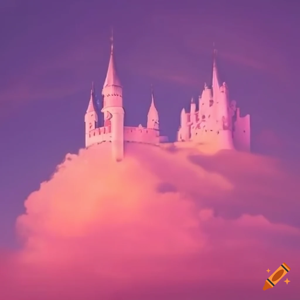 Castle In The Pink Cloudy Sky On Craiyon