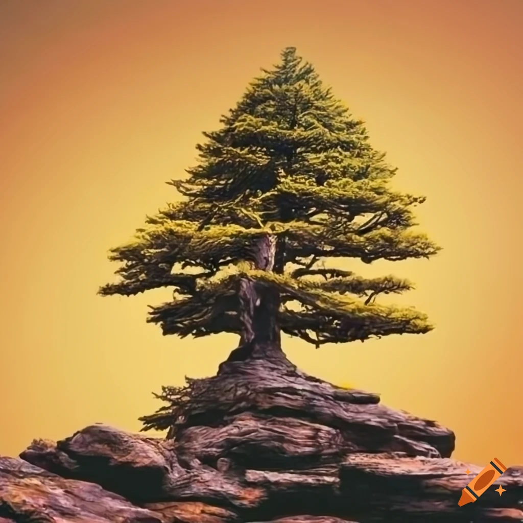 Cedar tree on rocky outcrop