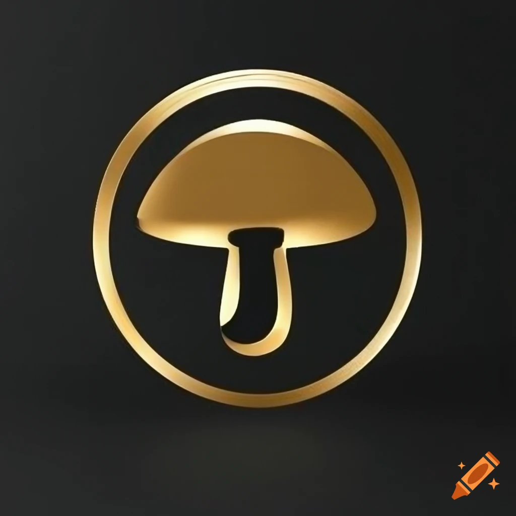 black and golden mushroom logo enclosed in a gold zen circle