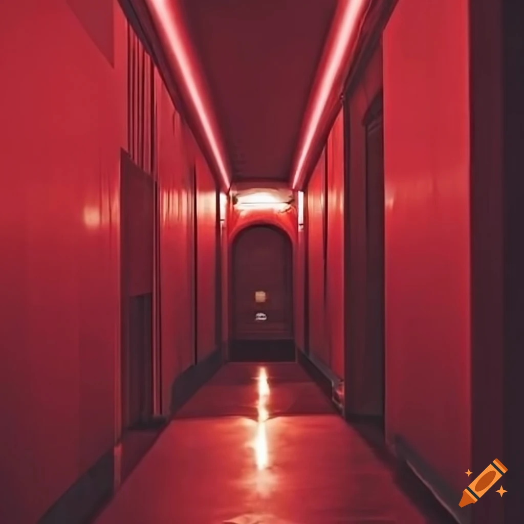 Red walls in a hotel with a unique design on Craiyon