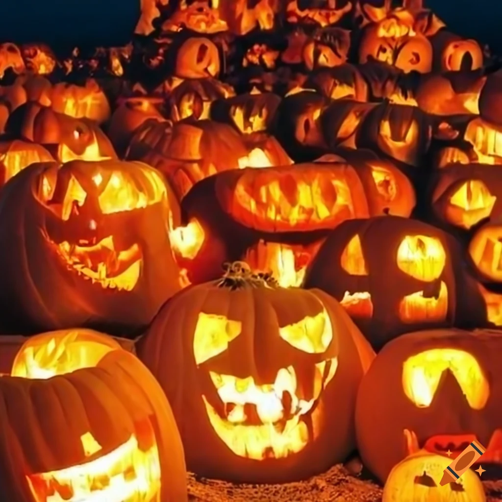 jack-o-lanterns on the seashore