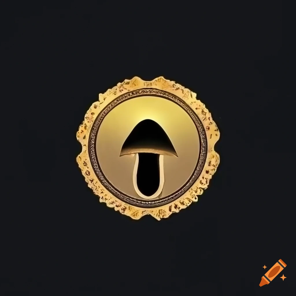 luxurious and elegant logo with black and golden mushroom