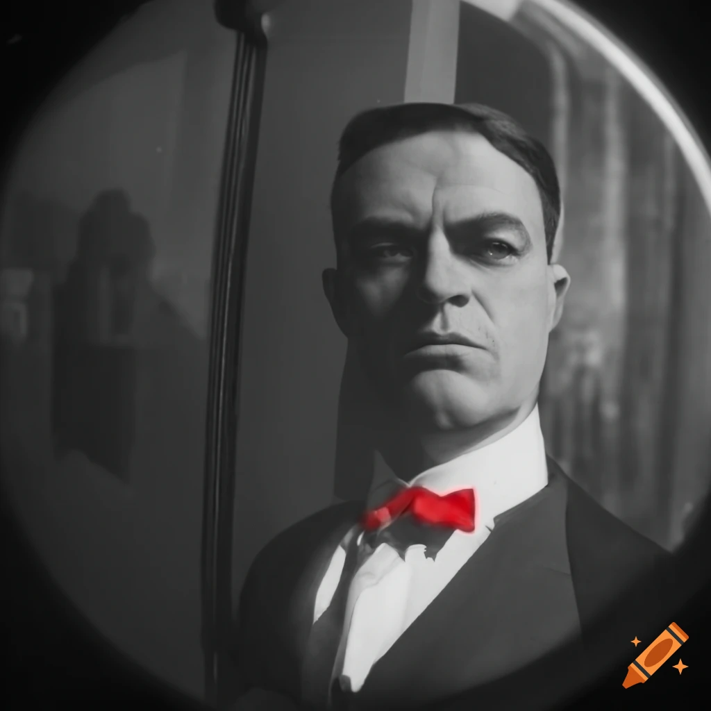 vintage black and white photo of a mafia man with a gun