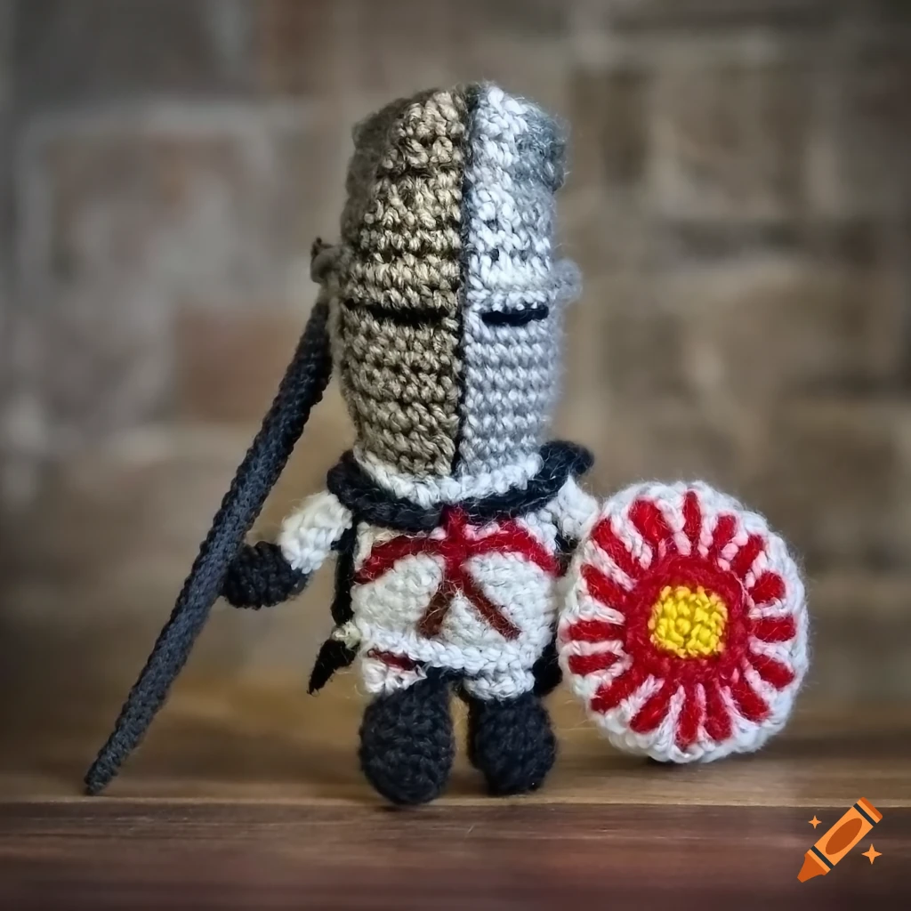 photorealistic amigurumi figure of Solaire of Astora