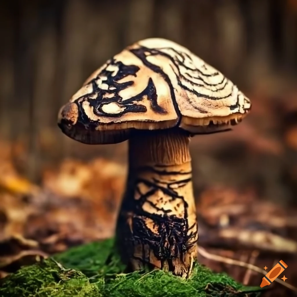 wood burned mushroom
