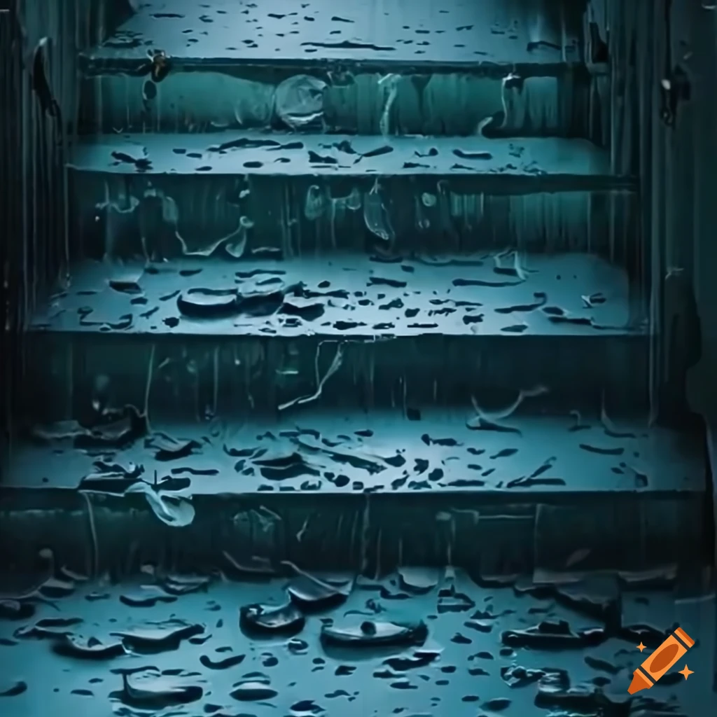 wet stairs in the rain