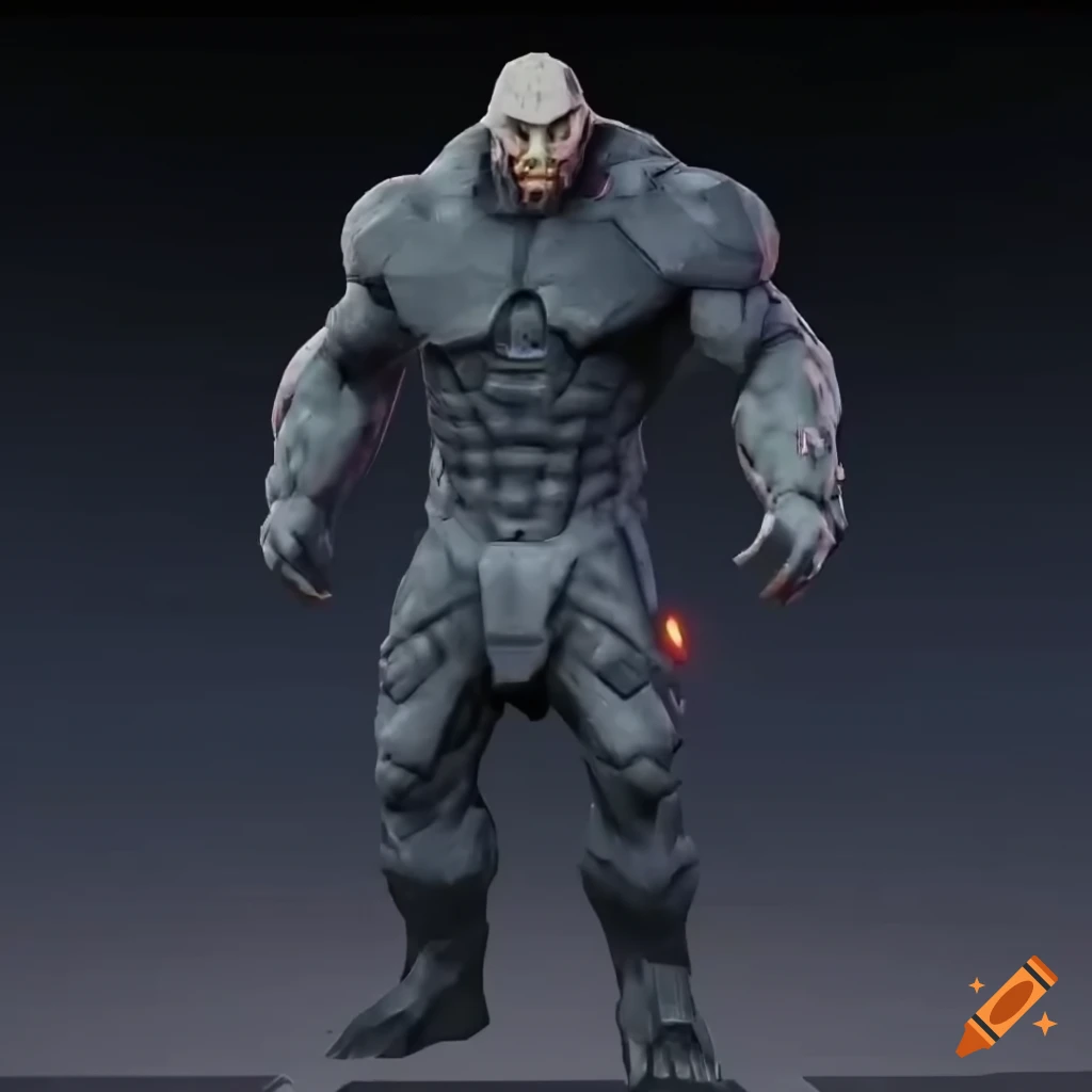 image of a sci-fi fantasy golem with red crystals