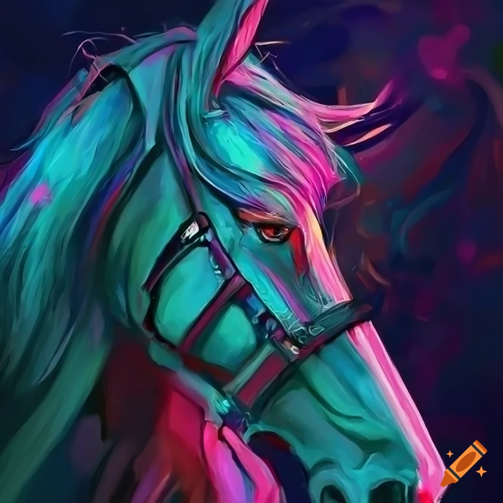 acrylic-digital-painting-of-a-female-horse-with-a-bridle-on-craiyon