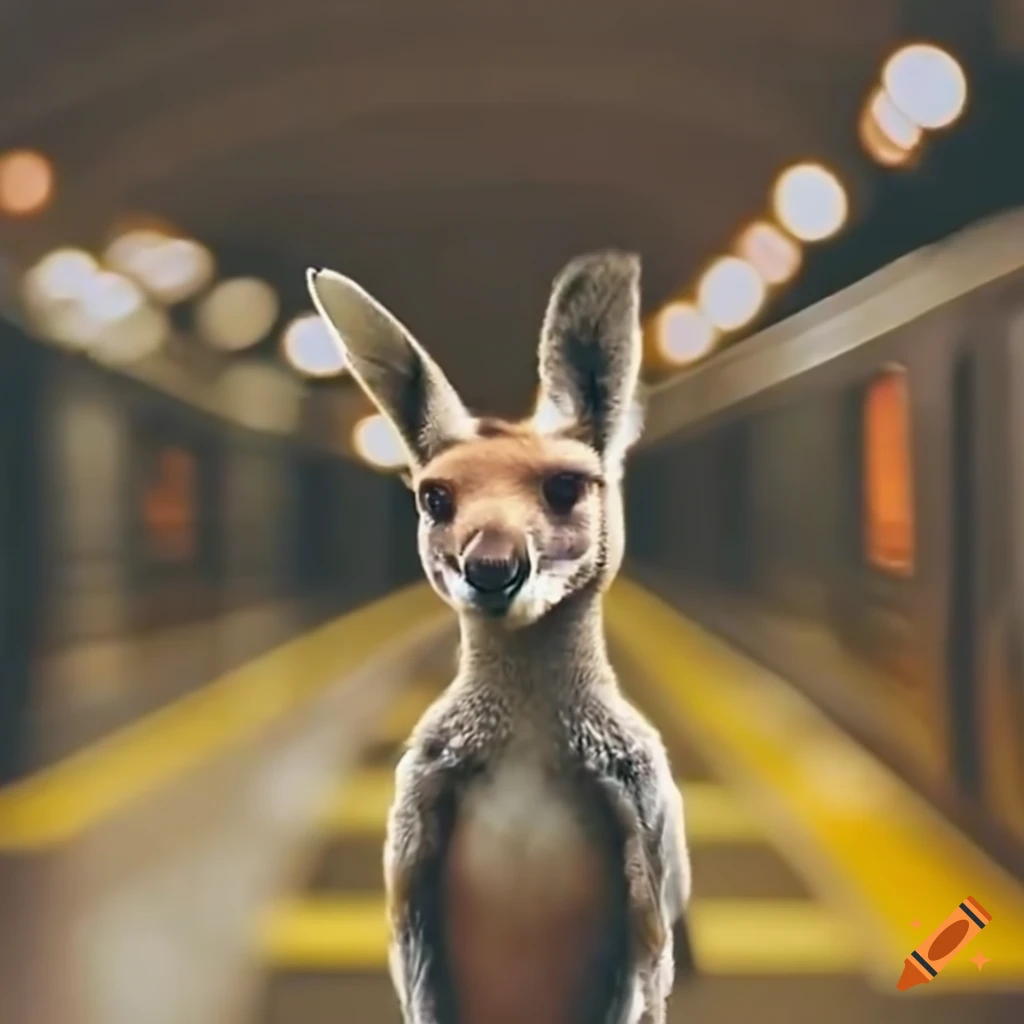 kangaroo on subway platform