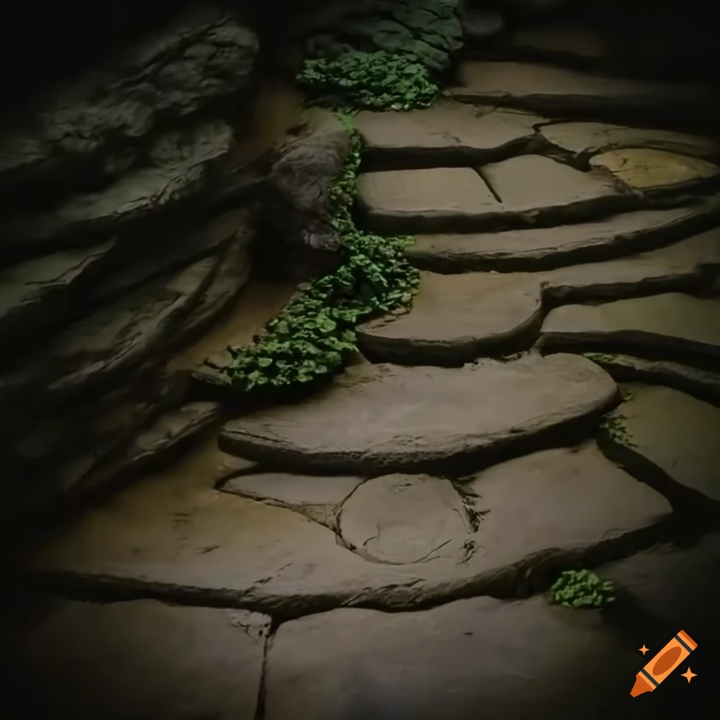 a scenic stone labyrinth with intricate pathways