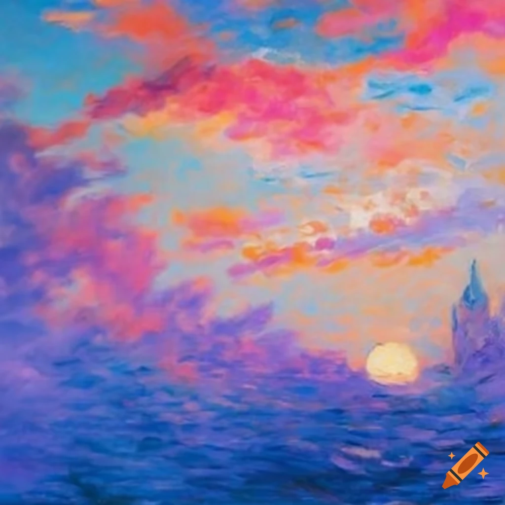 Monet-inspired painting of a beautiful sky