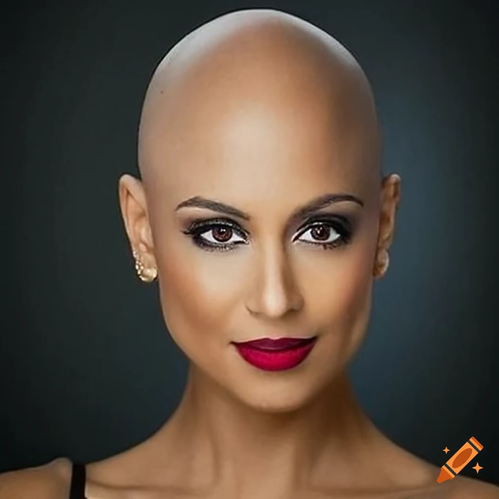 close-up of a bald Farrah Fawcett