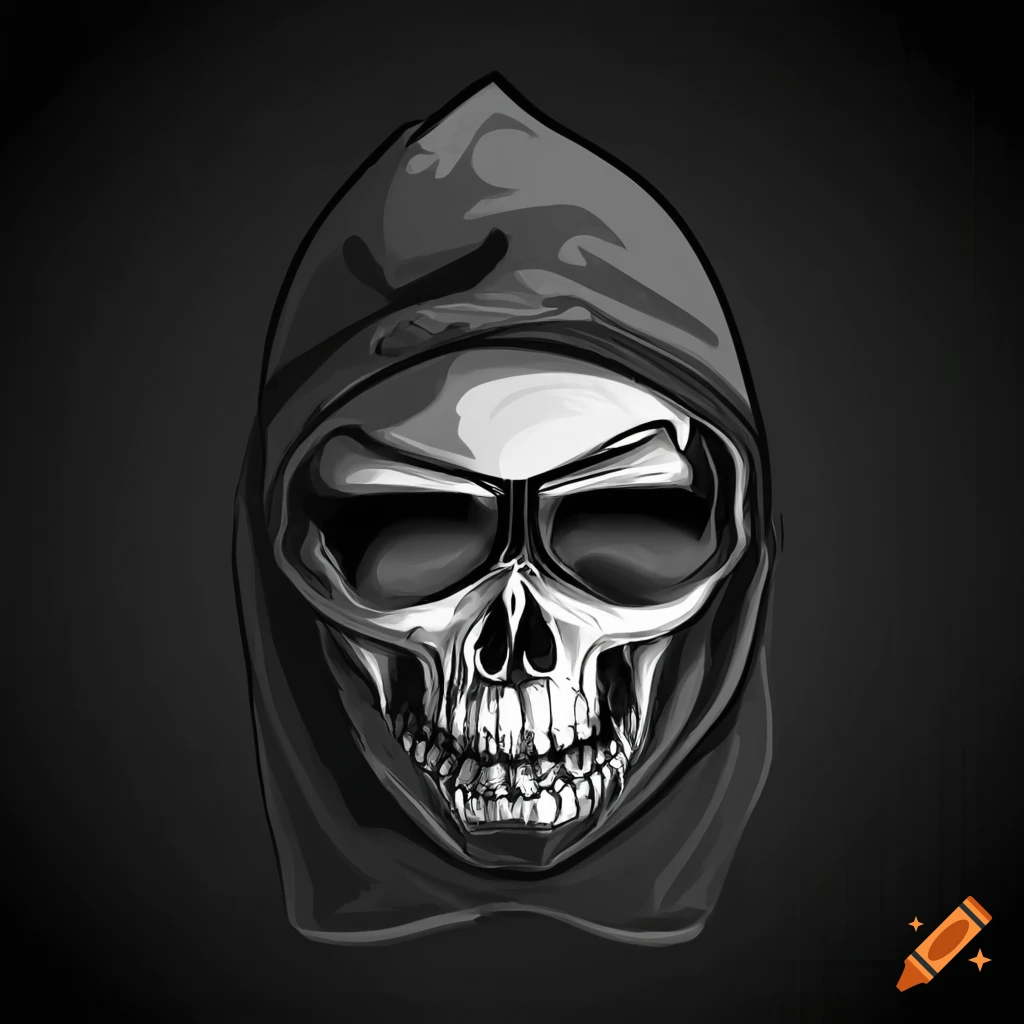Gangster style logo design with a skull wearing a hoodie
