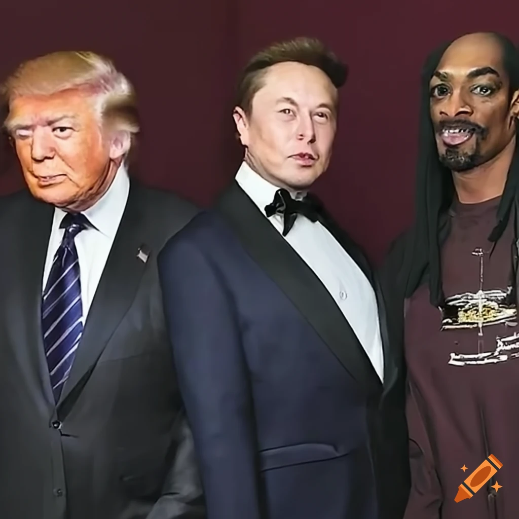 group photo of Donald Trump, Elon Musk, Snoop Dog, and Dave Chappelle
