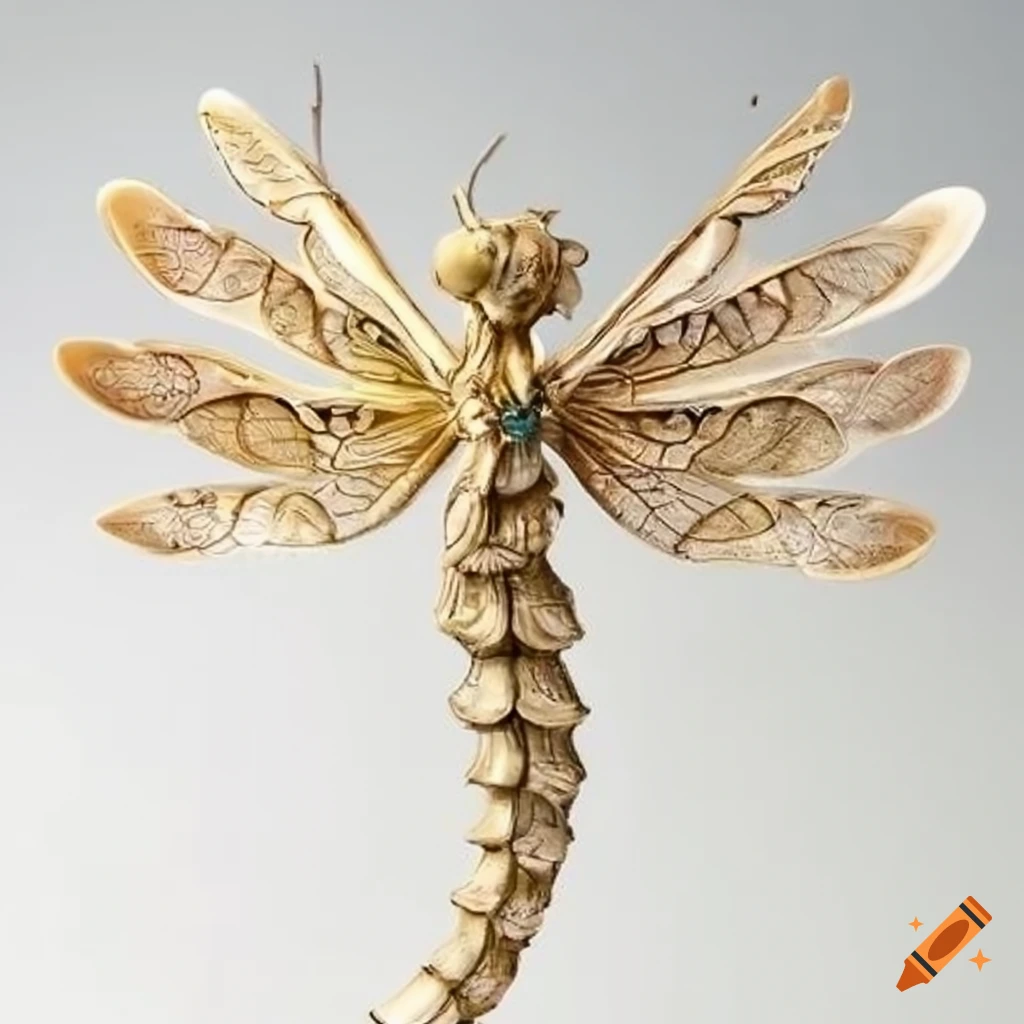 sculpture of a beautiful dragonfly with transparent wings