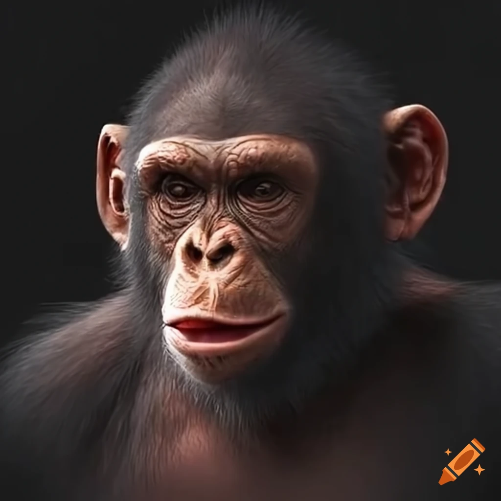hyper-realistic art of a chimpanzee at a bar