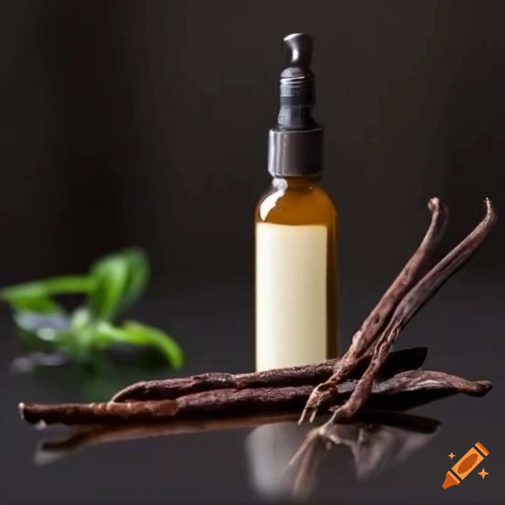 Jar of aromatic vanilla extract with vanilla beans