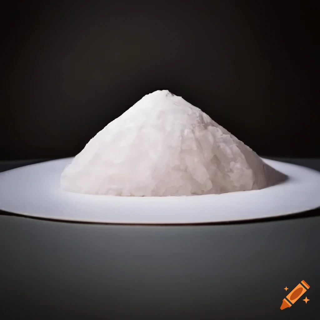 white salt mound on a plate
