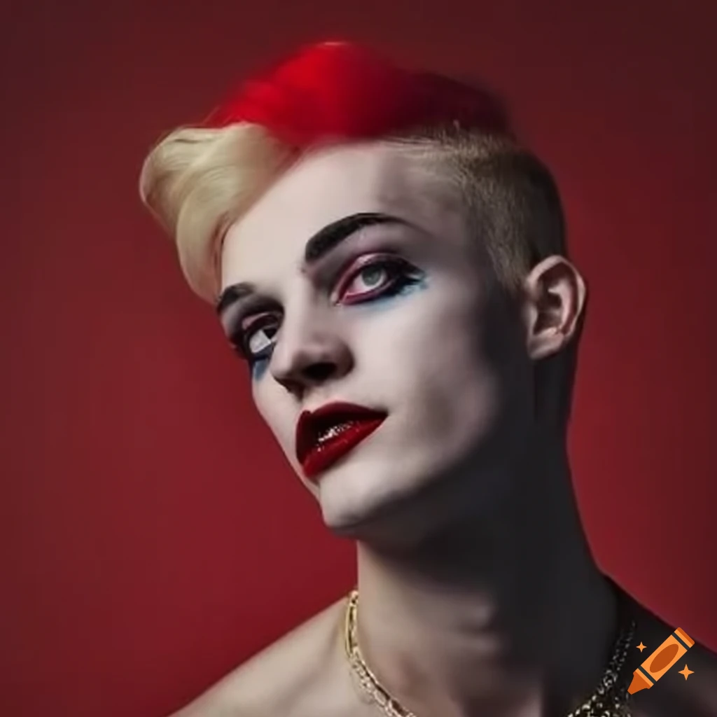 cosplay of a male Harley Quinn