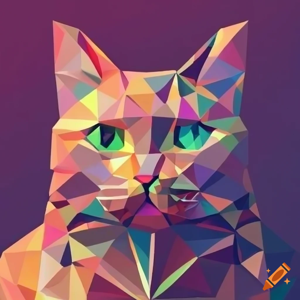 geometric low poly cat logo