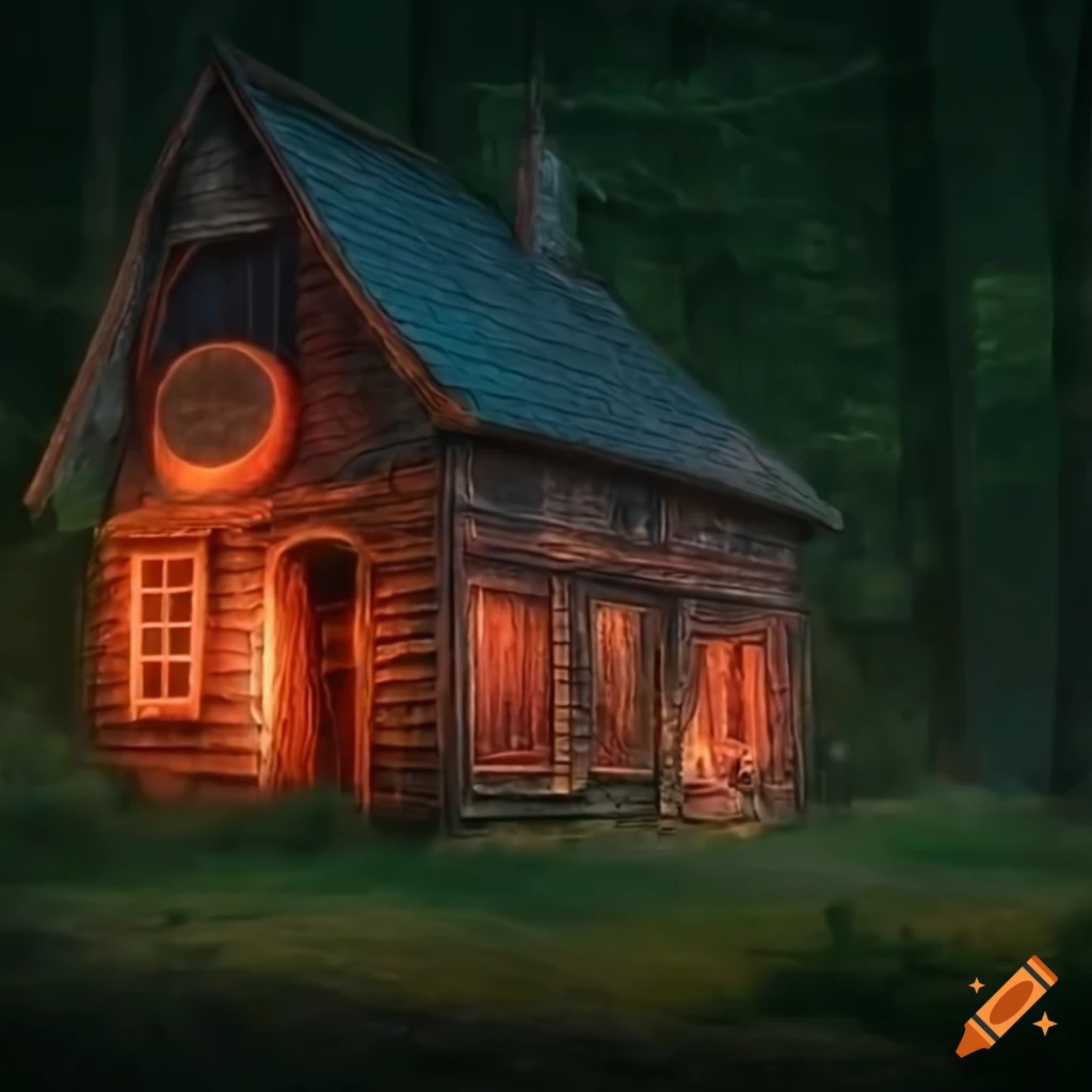 wallpaper of an old magical house under a blood moon
