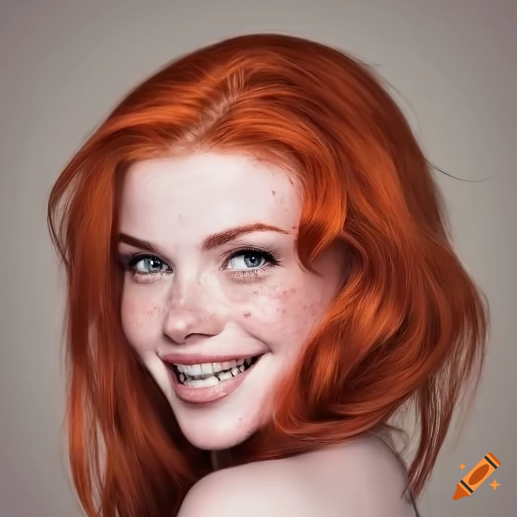 Portrait Of A Beautiful Young Woman With Red Hair And Freckles On Craiyon 3552