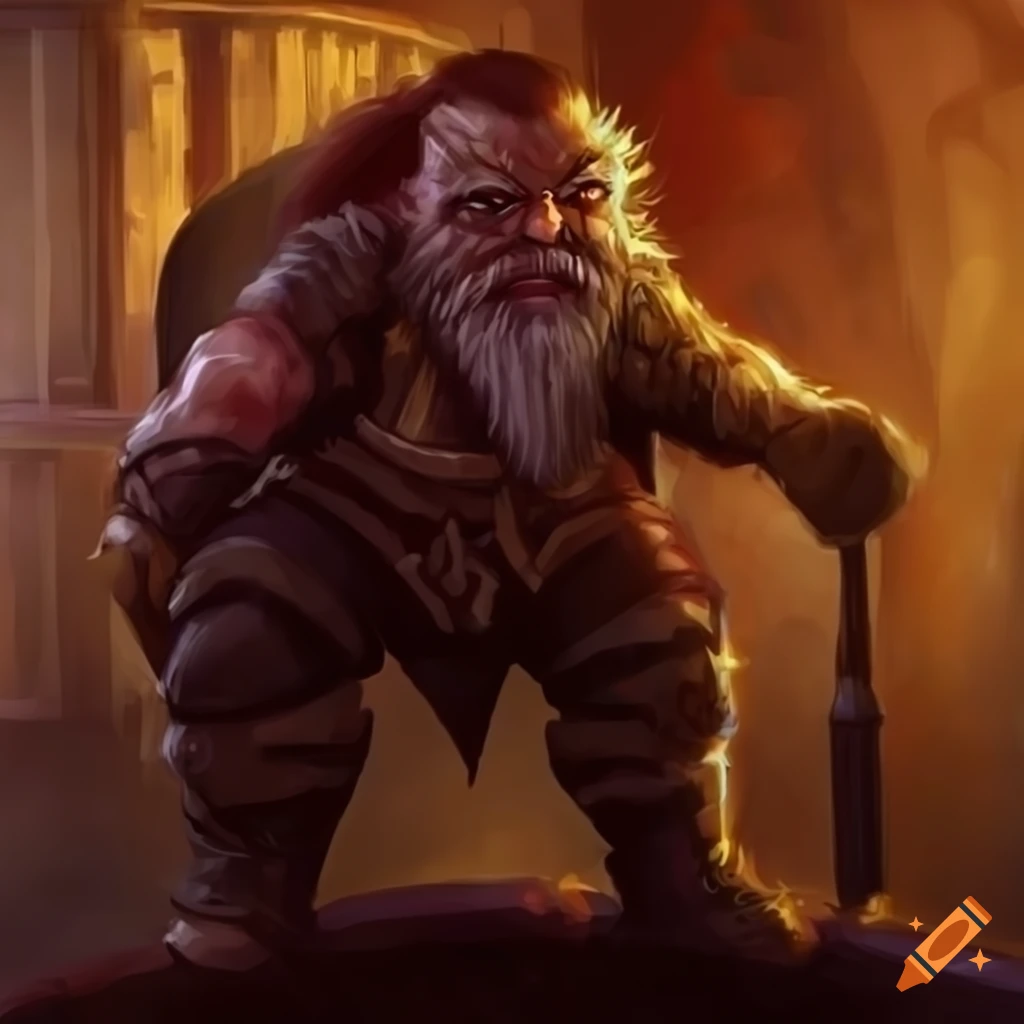 Drunk dwarf in a humorous art piece on Craiyon