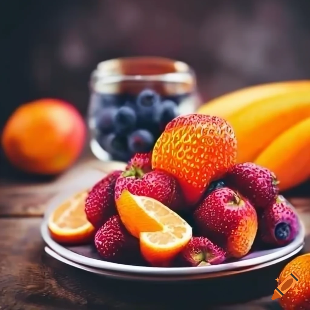 A Plate Filled With Various Fruits On Craiyon