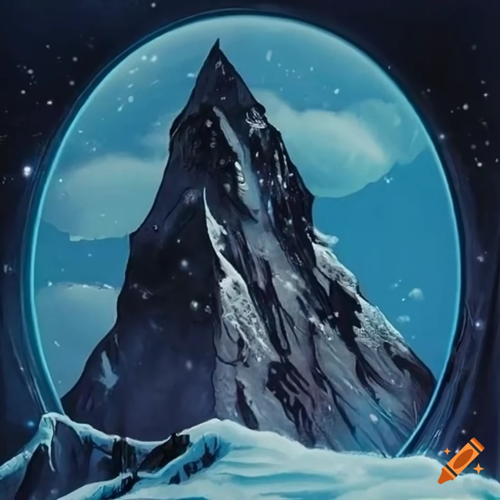 holographic image of Swiss Mountain from the graphic novel Noir