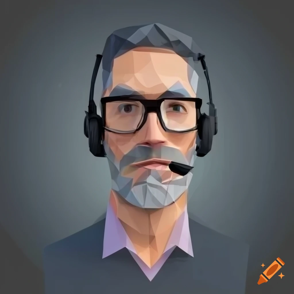 low poly headshot of a telecommunications technician