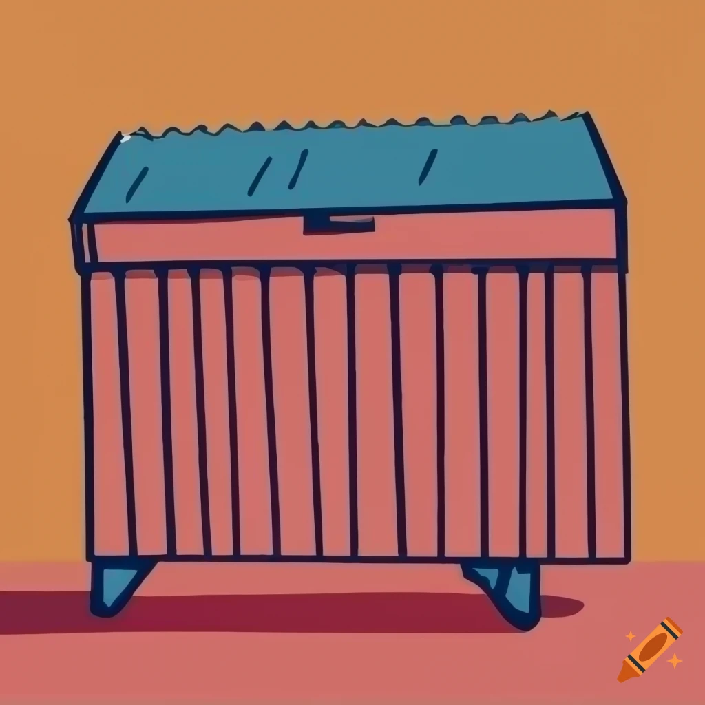 Minimalistic drawing of a dumpster