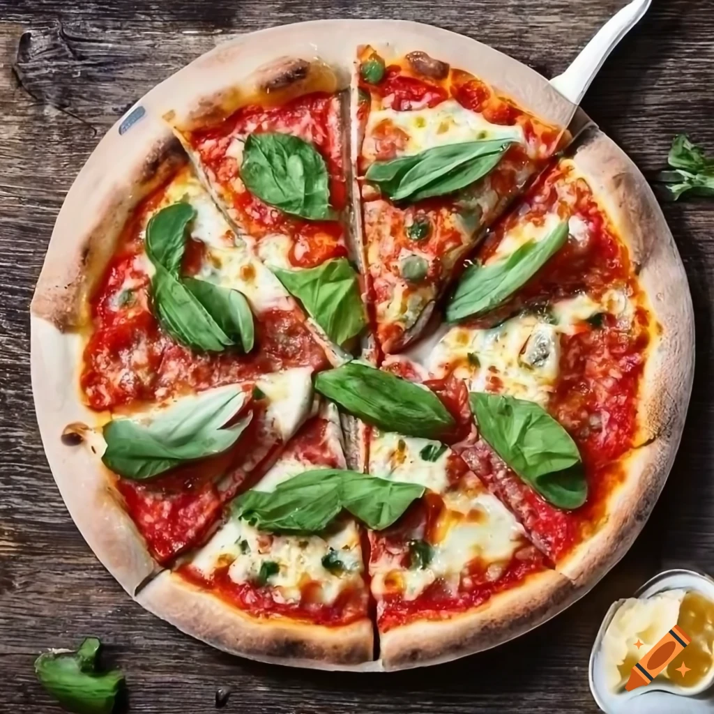 Photo of a margherita pizza for menu on craiyon