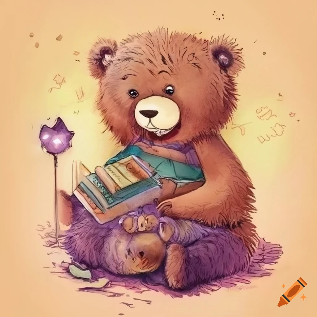 Cover of a magical bear children's book on Craiyon