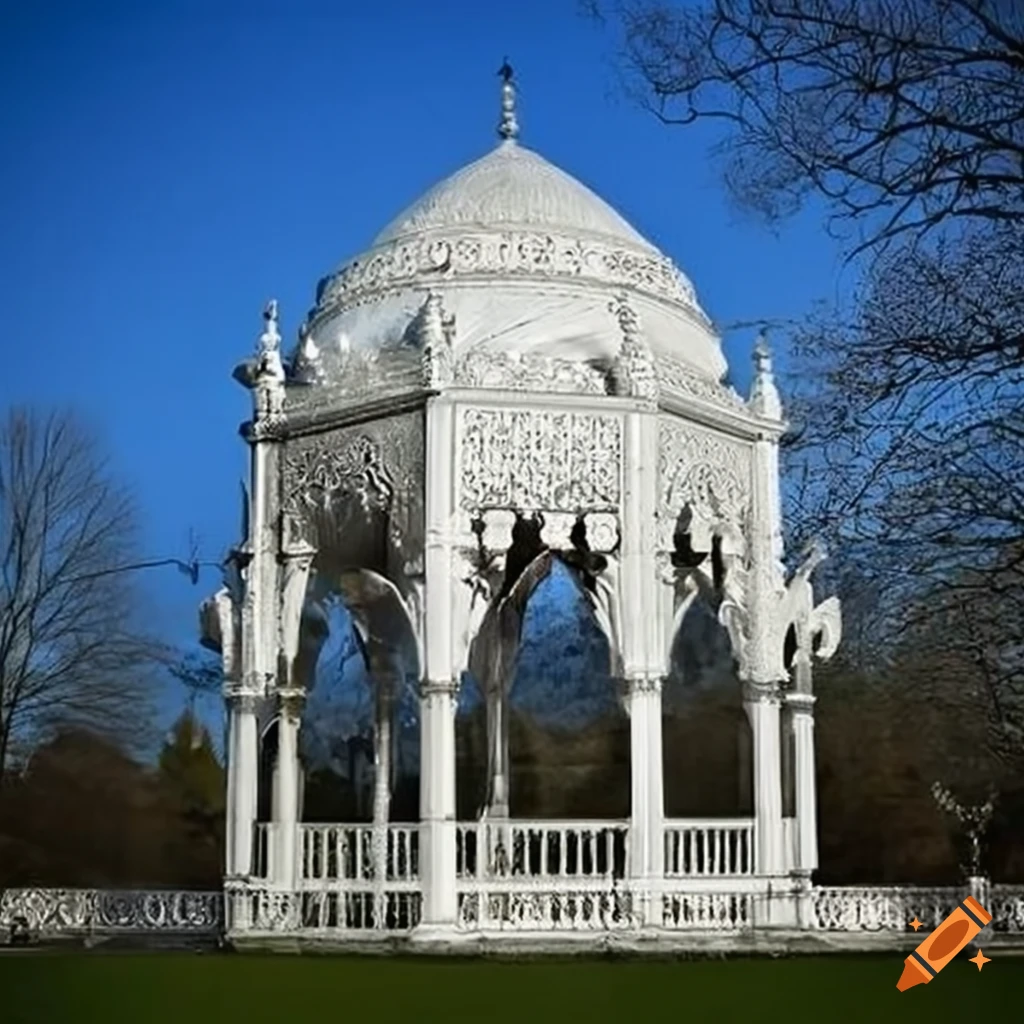 ornamental silver and white Islamic gazebo