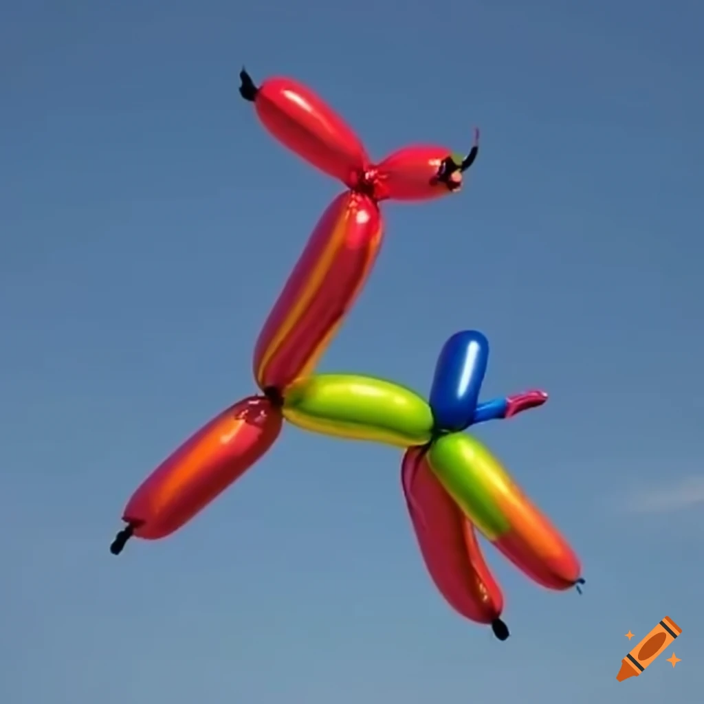 colorful balloon dog flying in the sky