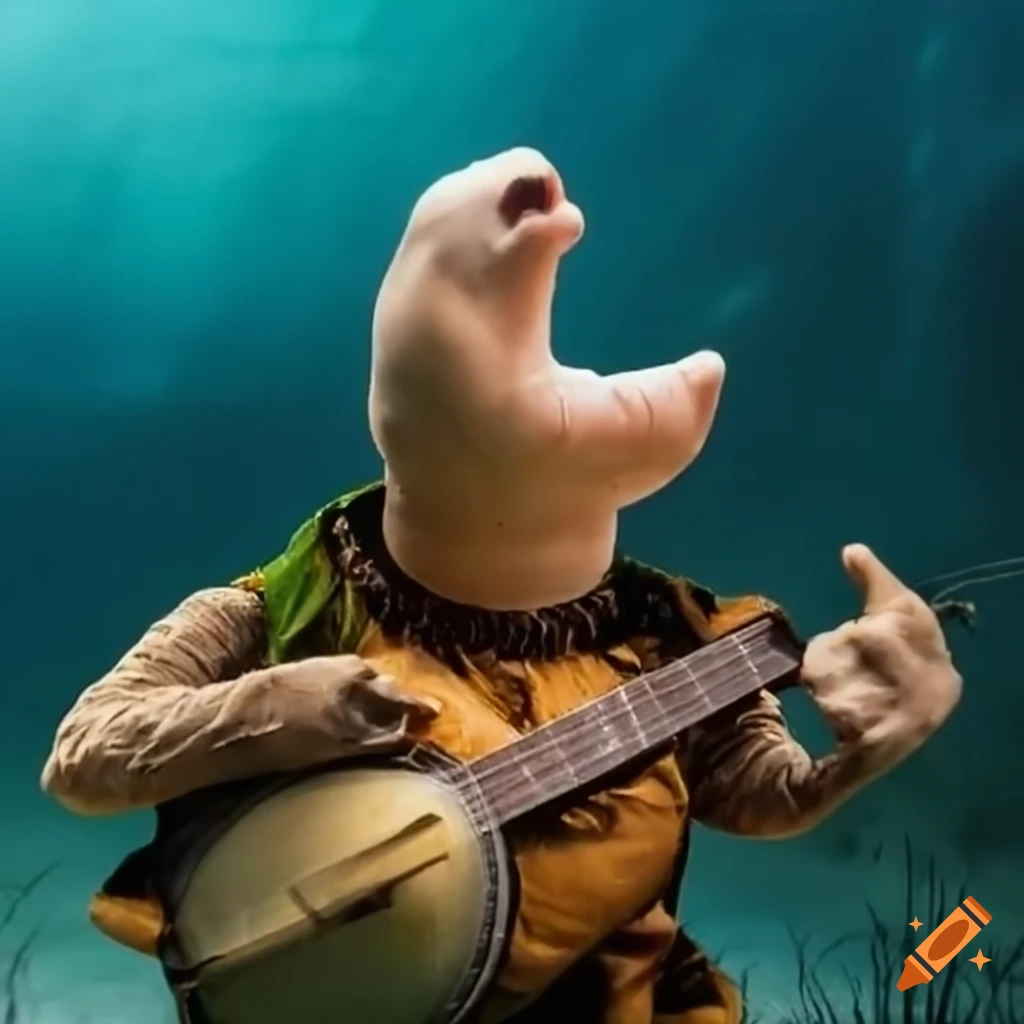 Funny turtle playing a banjo and giving a thumbs up on Craiyon