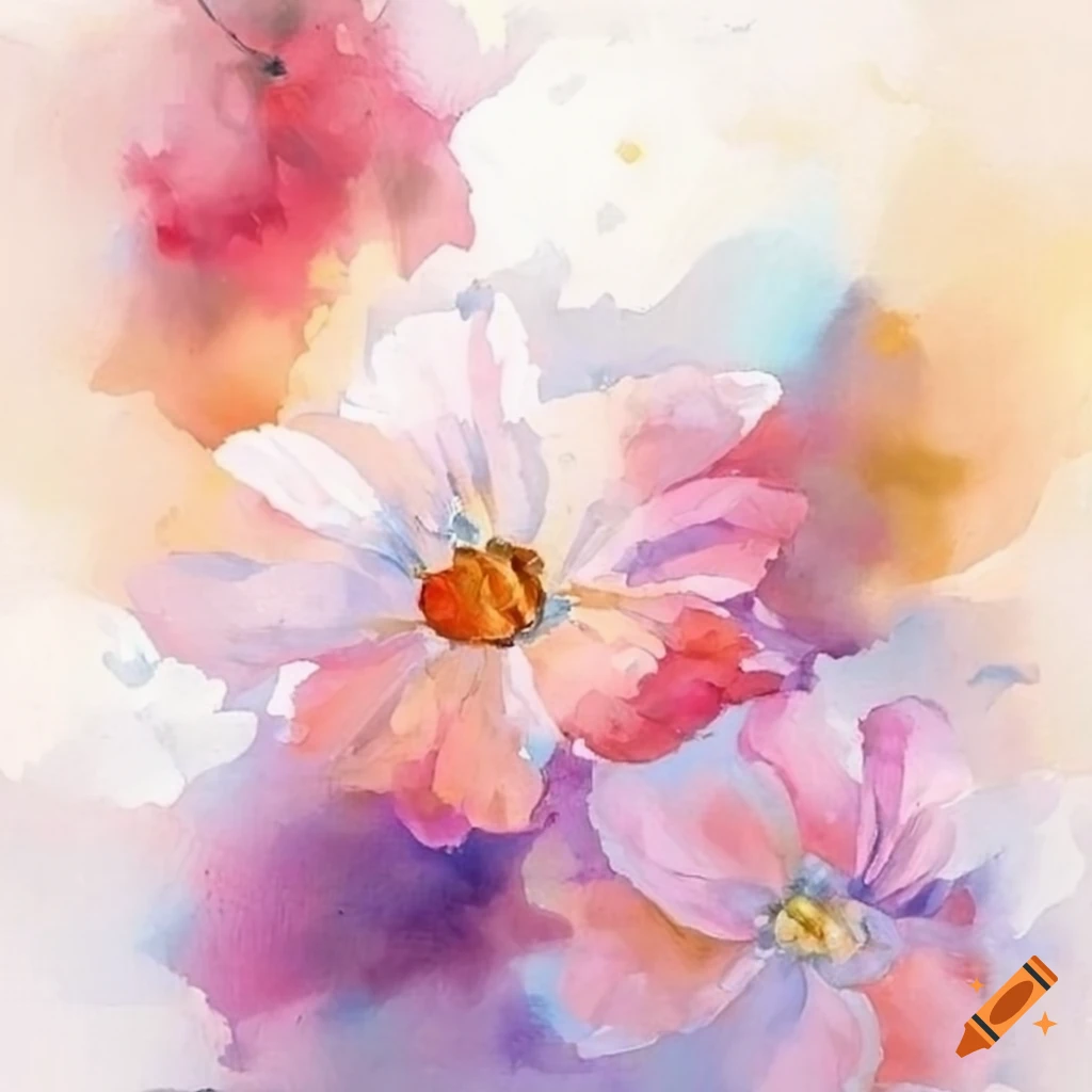 oil-style painting of flowers on a white background