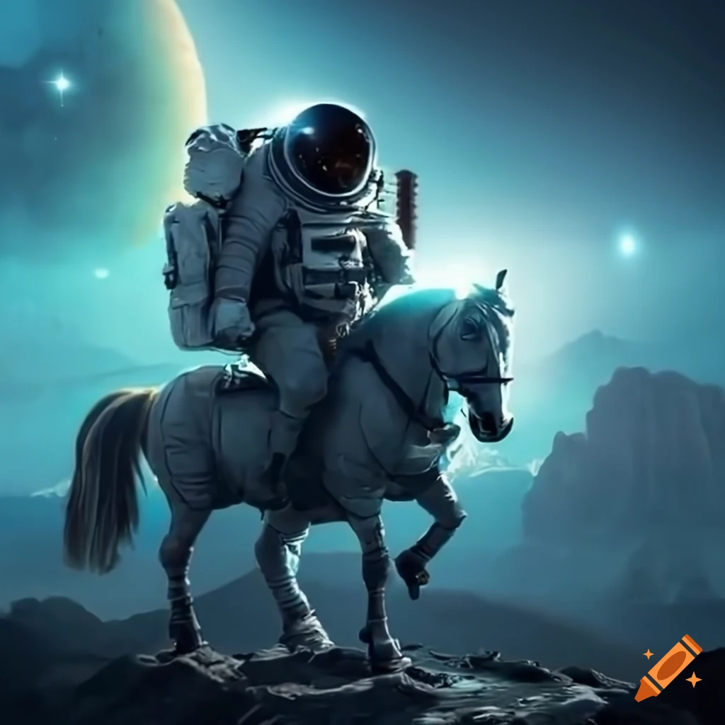 concept art of an astronaut riding a horse