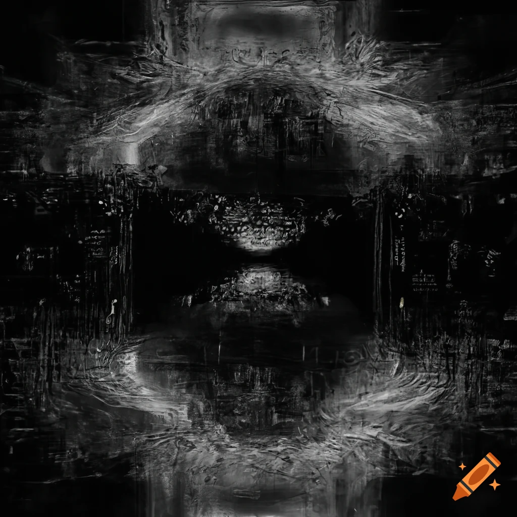 abstract art with glitched black words