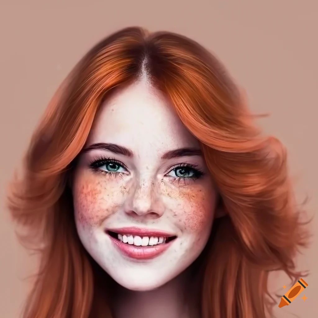 portrait of a beautiful woman with freckles
