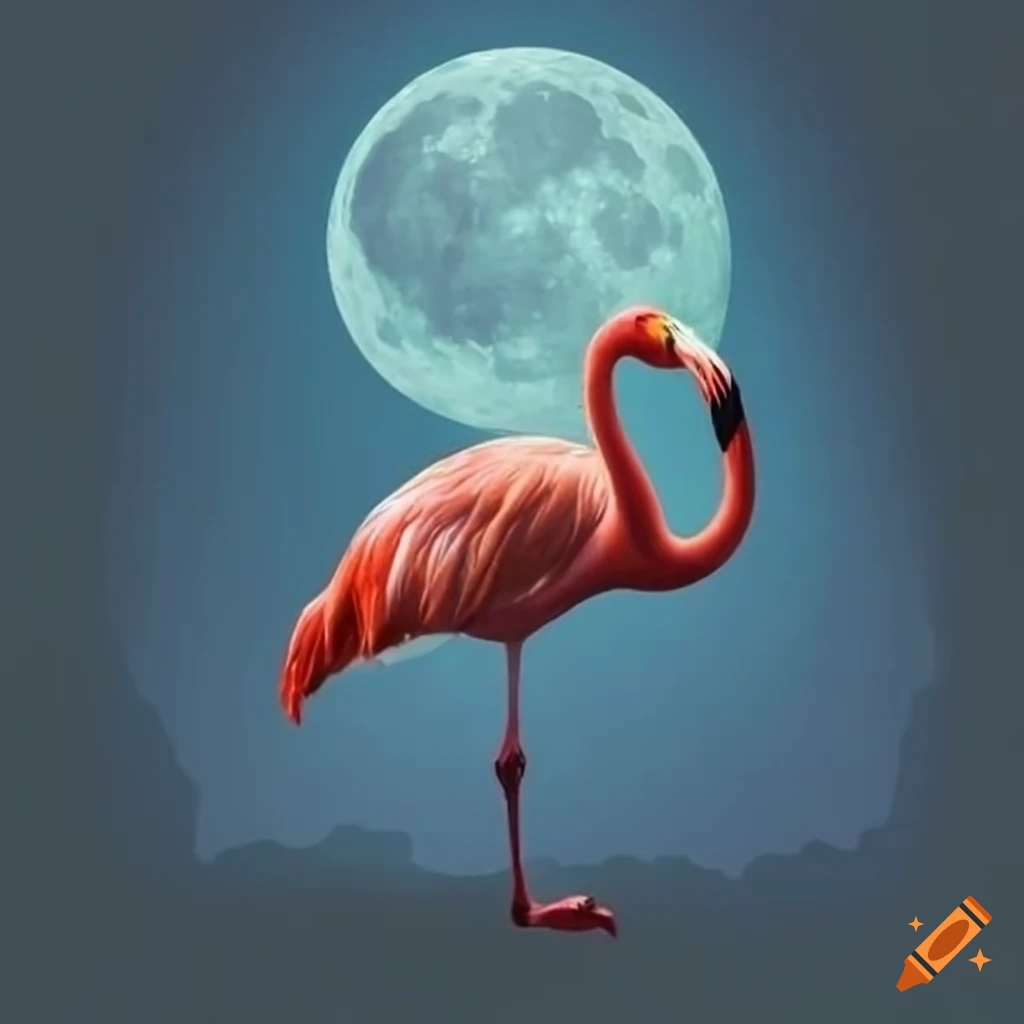 Flamingo on the moon on Craiyon